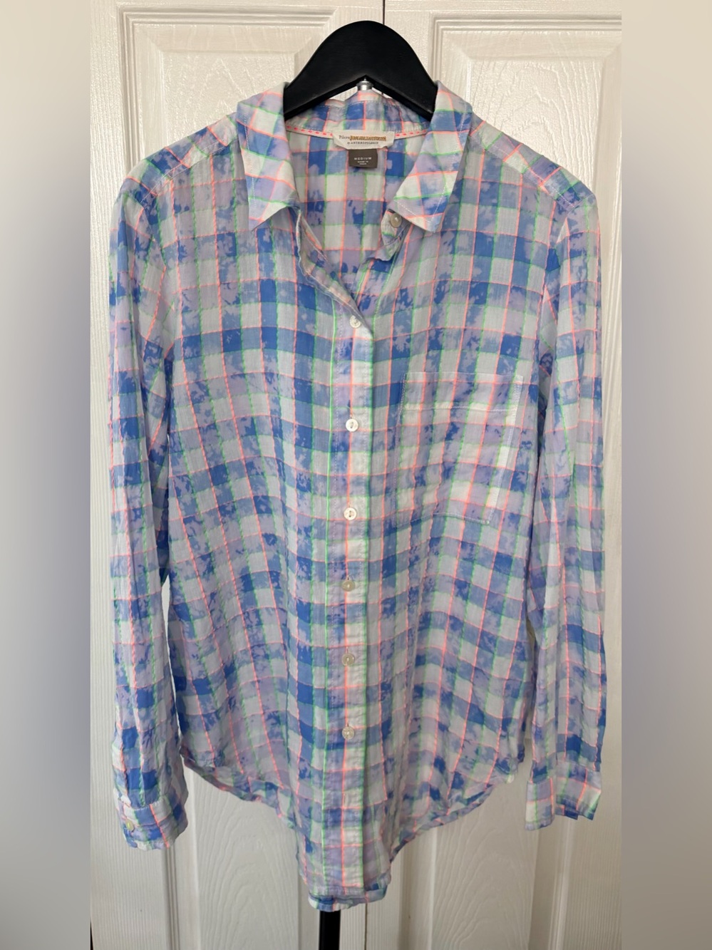 Pilcro Anthropologie Plaid Button Down Shirt Size Medium
